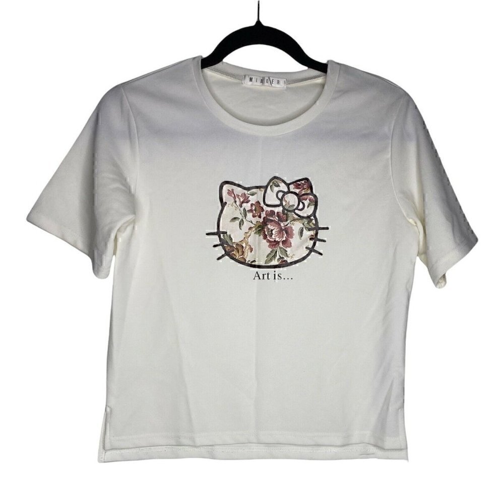 Miaoer Top Size Small NO TAG Women's Hello Kitty Art Is... Printed Shirt Floral